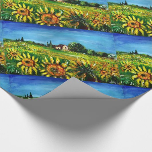 SONNENBLUMEN UND LÄNDER IN DER Toskana Geschenkpapier (Ecke)