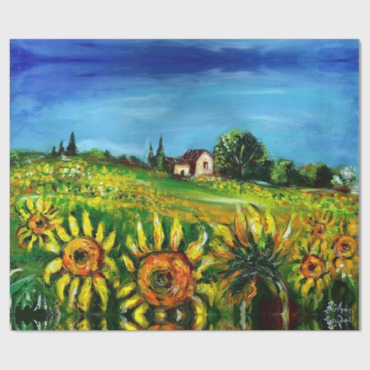 SONNENBLUMEN UND LÄNDER IN DER Toskana Geschenkpapier (Flach)