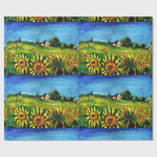 SONNENBLUMEN UND LÄNDER IN DER Toskana Geschenkpapier (Flach)