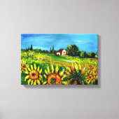 SONNENBLUMEN UND LÄNDER IN DER Toskana Leinwanddruck (Vorderseite)