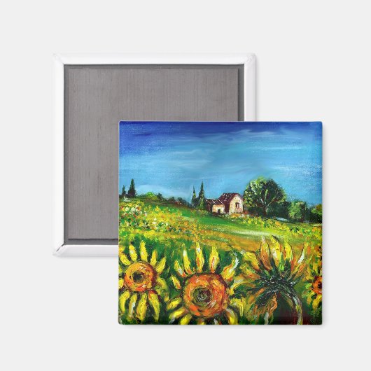 SONNENBLUMEN UND LÄNDER IN DER Toskana Magnet (Vorderseite/Rückseite)