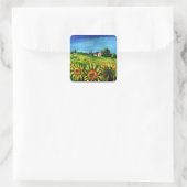 SONNENBLUMEN UND LÄNDER IN DER Toskana Quadratischer Aufkleber (Tasche)