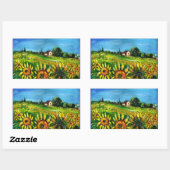 SONNENBLUMEN UND LÄNDER IN DER Toskana Rechteckiger Aufkleber (Blatt)