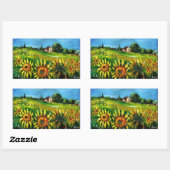 SONNENBLUMEN UND LÄNDER IN DER Toskana Rechteckiger Aufkleber (Blatt)