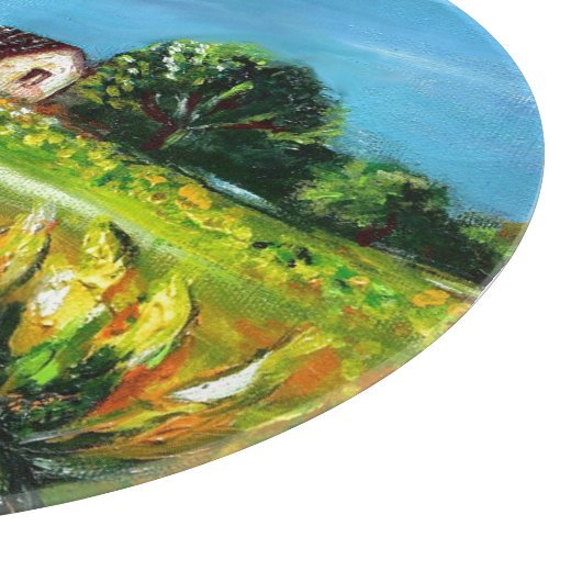 SONNENBLUMEN UND LÄNDER IN DER Toskana Schneidebrett (Ecke)