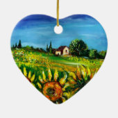 SONNENBLUMEN UND LANDSCHAFT IM HERZEN DER Toskana Keramik Ornament (Hinten)