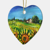SONNENBLUMEN UND LANDSCHAFT IM HERZEN DER Toskana Keramik Ornament (Links)