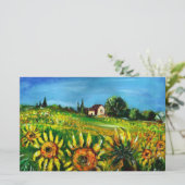 SONNENBLUMEN UND LANDSCHAFT IM TUSKANISCHEN AUFENT BRIEFPAPIER (Stehend Vorderseite)