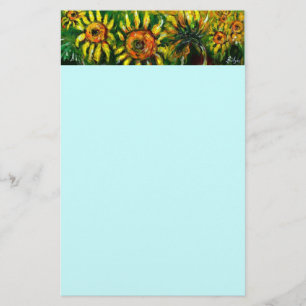 SONNENBLUMEN UND LANDSCHAFT IN DER Toskana, blau Briefpapier