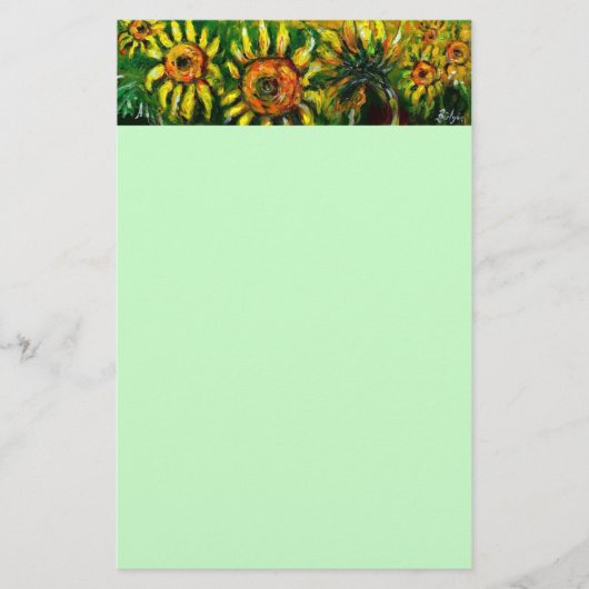 SONNENBLUMEN UND LANDSCHAFT IN DER Toskana, grün Briefpapier (Vorderseite)