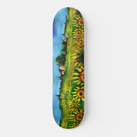 SONNENBLUMEN UND LANDSCHAFT IN DER Toskana, grün Skateboard (Vorderseite)