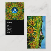 SONNENBLUMEN UND LANDSCHAFT IN DER Toskana, Monogr Visitenkarte (Vorne/Hinten)