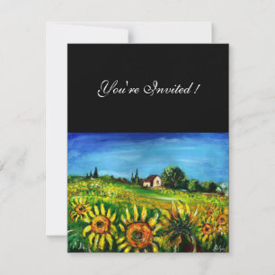 SONNENBLUMEN UND LANDSCHAFT IN DER TUSKANA, EINLADUNG