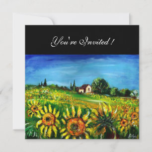 SONNENBLUMEN UND LANDSCHAFT IN DER TUSKEI, EINLADUNG