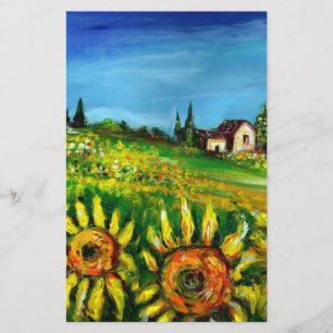 SONNENBLUMEN UND LANDSCHAFT IN TUSCIEN BRIEFPAPIER