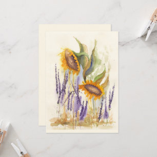 Sonnenblumen und Lavendel-Grußkarten Karte