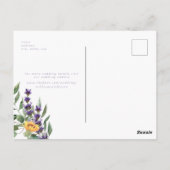 Sonnenblumen und Lavendelhochzeit Das Datum speich Postkarte (Rückseite)