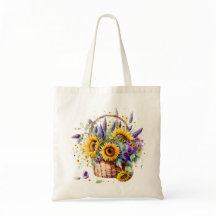 Sonnenblumen und Lavendelkörbe Tasche