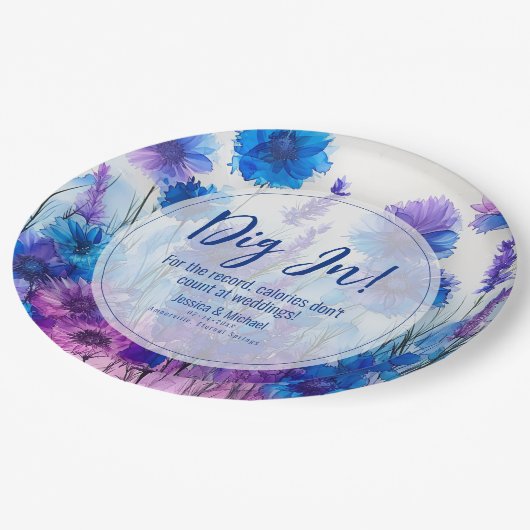 💍 Sonnenblumen und Lavender Elegance Pappteller (Schrägansicht)