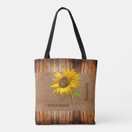 Sonnenblumen und Leinwand - Brautparty Tasche (Rückseite)