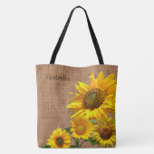 Sonnenblumen und Leinwand Tasche (Rückseite)