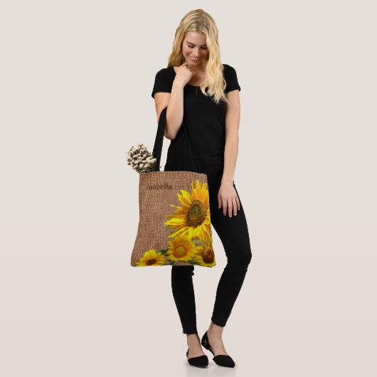 Sonnenblumen und Leinwand Tasche (Am Model)