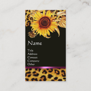 SONNENBLUMEN UND LEOPARD FUR PINK GEMSTONE MONOGRA VISITENKARTE