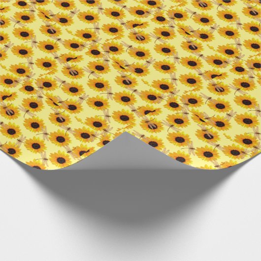 Sonnenblumen und Libellen, Geschenkpapier (Ecke)