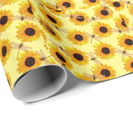 Sonnenblumen und Libellen, Geschenkpapier (Rolleneckpunkt)