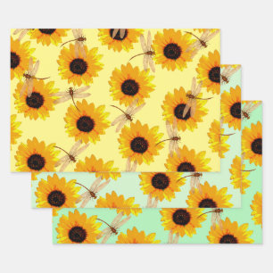 Sonnenblumen und Libellen, Geschenkpapier Set