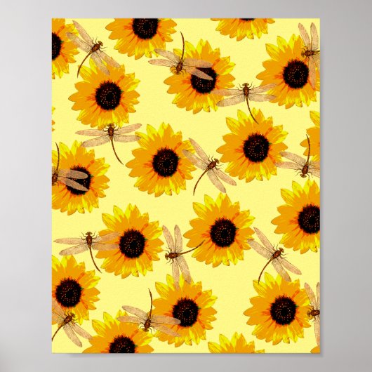 Sonnenblumen und Libellen, Poster (Vorne)