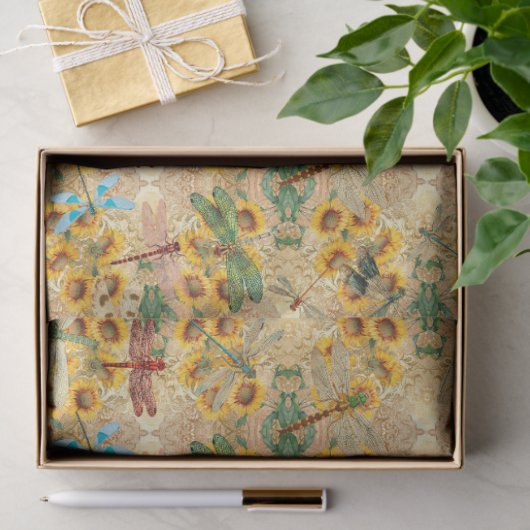 Sonnenblumen und Libellen, Reihe Design 1 Seidenpapier (Geschenk)