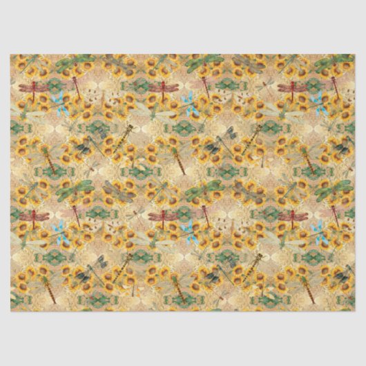 Sonnenblumen und Libellen, Reihe Design 1 Seidenpapier (Vorderseite)