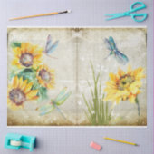 Sonnenblumen und Libellen-Reihe Design 1 Seidenpapier (Basteln)