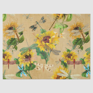 Sonnenblumen und Libellen, Reihe Design 2 Seidenpapier
