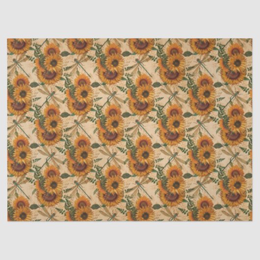 Sonnenblumen und Libellen, Reihe Design 3 Seidenpapier (Vorderseite)