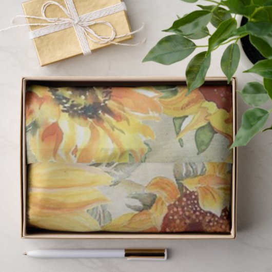 Sonnenblumen und Libellen, Reihe Design 4 Seidenpapier (Geschenk)