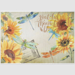 Sonnenblumen und Libellen, Reihe Design 4 Seidenpapier