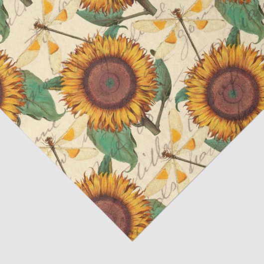 Sonnenblumen und Libellen, Reihe Design 5 Seidenpapier (Detail)