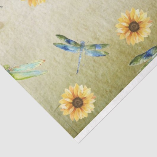 Sonnenblumen und Libellen-Reihe Design 6 Seidenpapier (Ausschnitt)