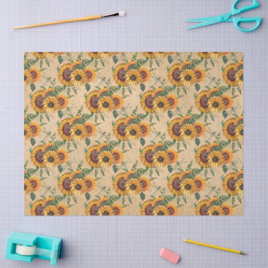 Sonnenblumen und Libellen, Reihe Design 6 Seidenpapier (Basteln)
