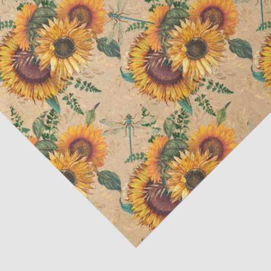 Sonnenblumen und Libellen, Reihe Design 6 Seidenpapier (Detail)