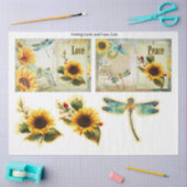 Sonnenblumen und Libellen-Reihe Design 8 Seidenpapier (Basteln)