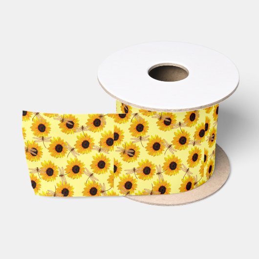 Sonnenblumen und Libellen, Satinband (Spule)