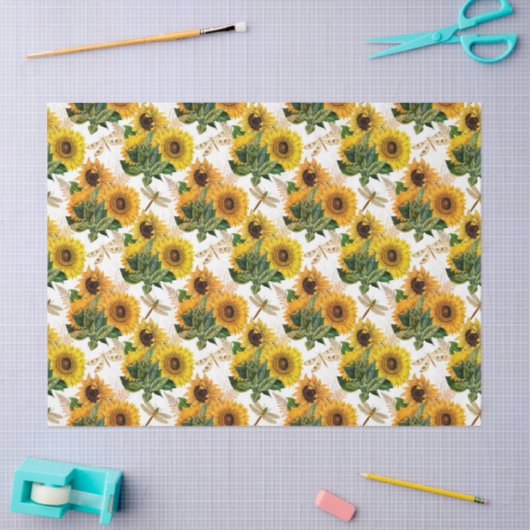 Sonnenblumen und Libellen Serie Design 11 Seidenpapier (Basteln)