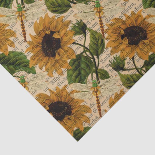 Sonnenblumen und Libellen Serie Design 12 Seidenpapier (Detail)