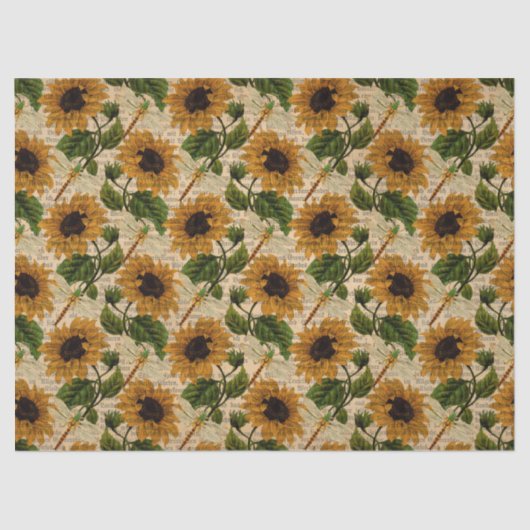 Sonnenblumen und Libellen Serie Design 12 Seidenpapier (Vorderseite)