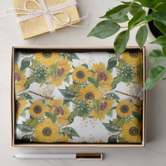 Sonnenblumen und Libellen Serie Design 17 Seidenpapier (Geschenk)