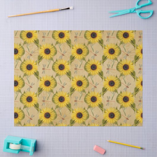 Sonnenblumen und Libellen Serie Design 7 Seidenpapier (Basteln)