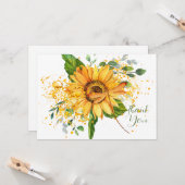 Sonnenblumen und Libellen-Spritzer Erntedank Karte (Vorderseite/Rückseite Beispiel)